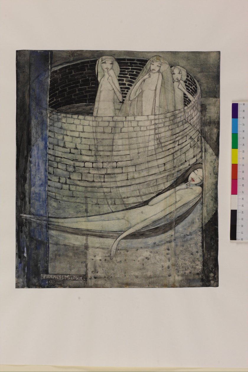 Truth Lies at the Bottom of the Well, ca. 1912-15 (blyant og akvarell på papir) av Frances Macdonald