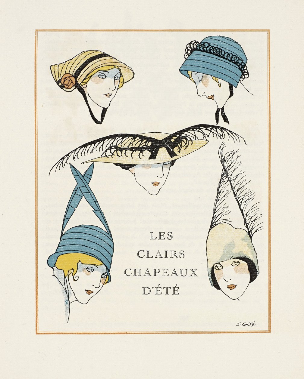 The Clear Summer Hats, pub. 1914 (stensiltrykk) av Francesc Xavier Gosé