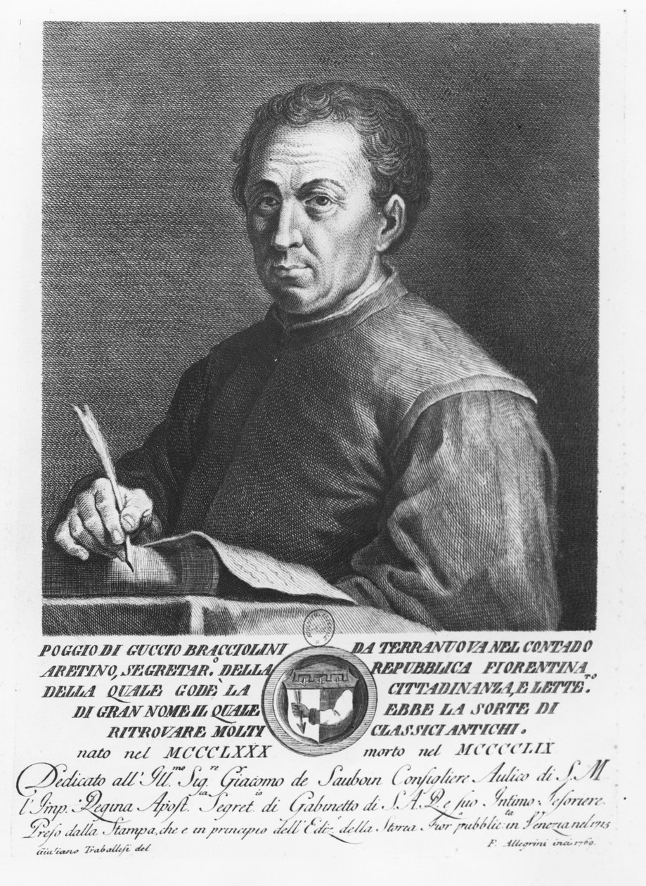 Portrett av Poggio Bracciolini, 1769 av Francesco Allegrini
