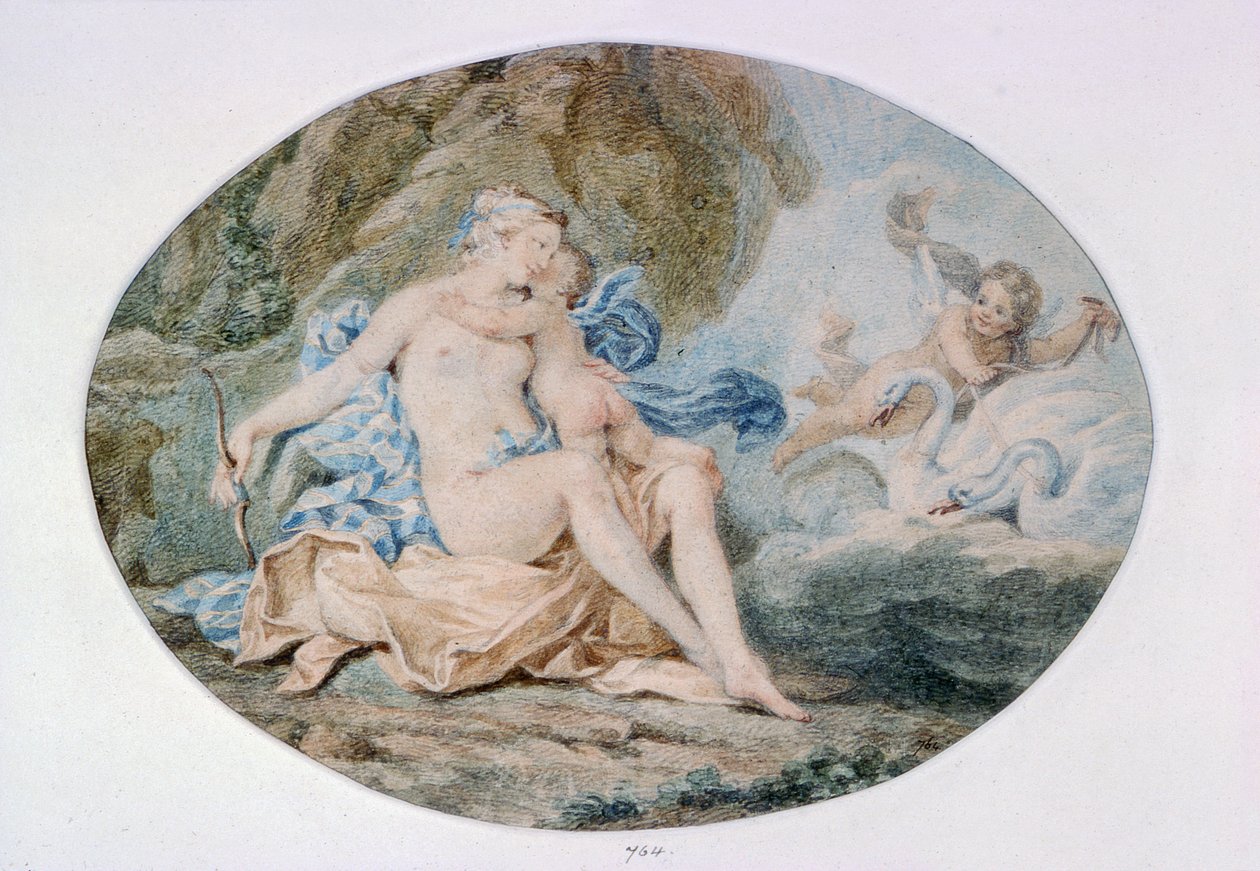 Venus liggende på en bank strødd med draperi (akvarell) av Francesco Bartolozzi