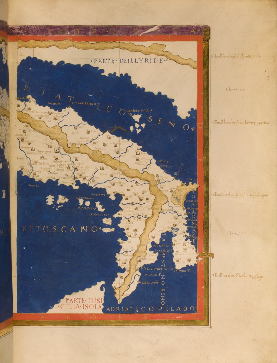 Kart over Italia basert på Ptolemys Geographia, 1480 (se også 3496134) av Francesco Berlinghieri