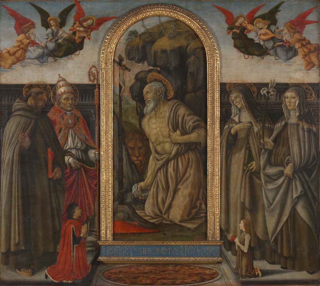 Saint Jerome i bot med hellige og givere av Francesco Botticini