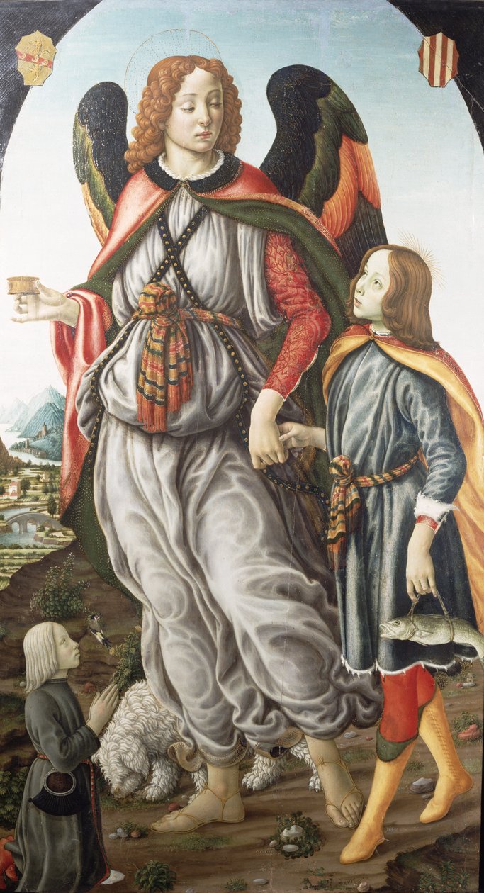 Tobias og erkeengelen Raphael (tempera på panel) av Francesco Botticini
