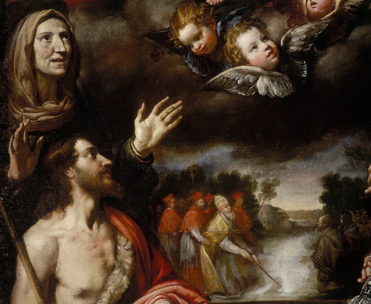 Altertavlen til Madonna of the Snow (detalj): verk av Francesco Fiasella, oppbevart i kirken eller helligdommen til Misericordia i Massa av Francesco Fiasella