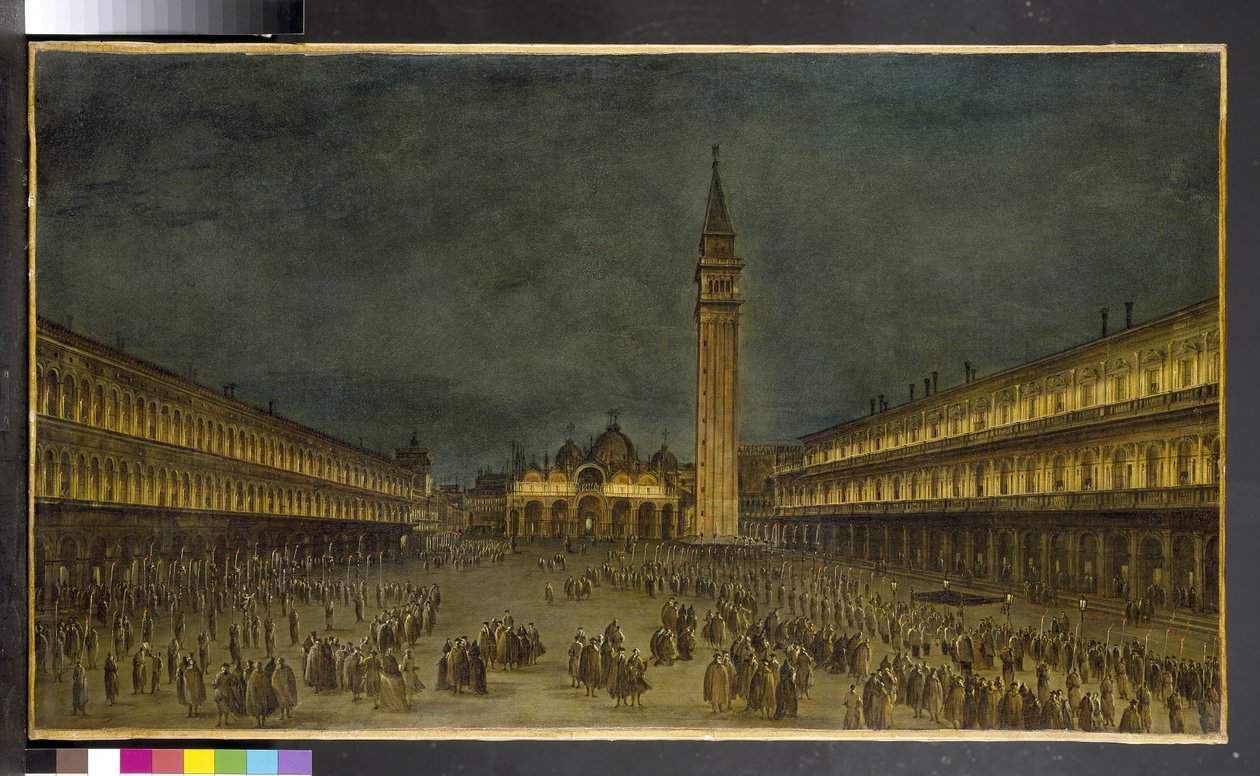 En nattprosesjon på Piazza San Marco, 1750-60 av Francesco Guardi