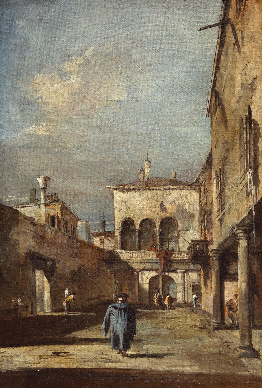 Arkitektonisk fantasi med en gårdsplass av Francesco Guardi