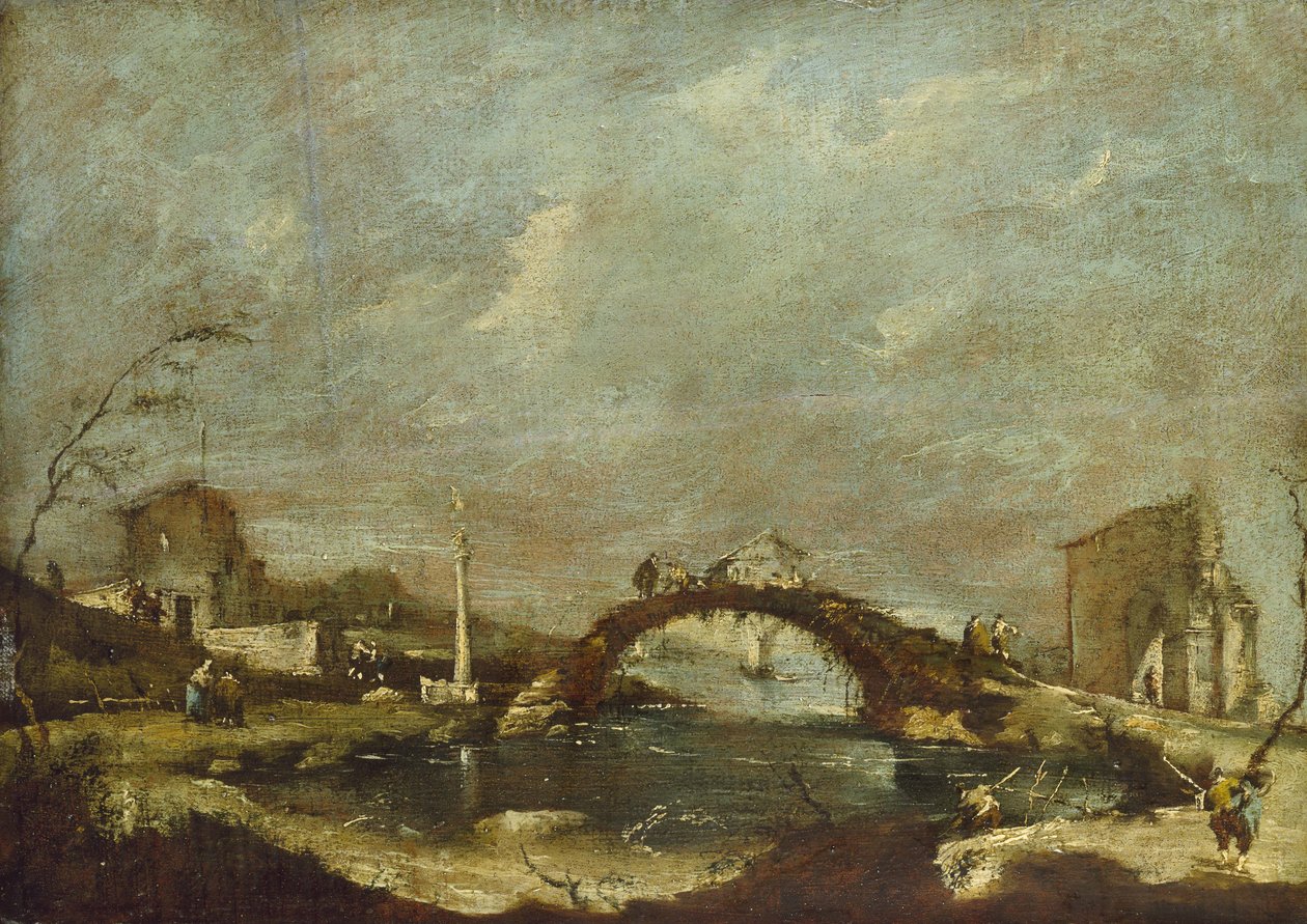 Capriccio landskap av Francesco Guardi