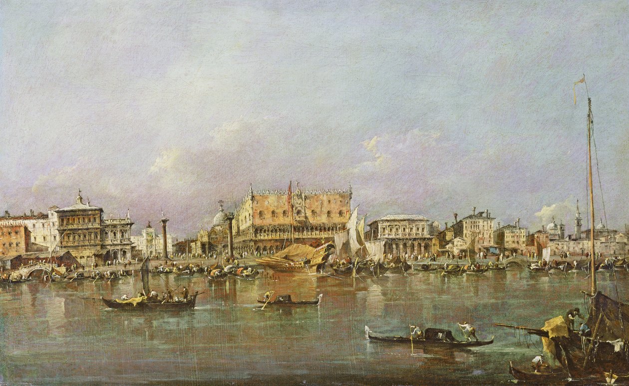 Dogepalasset og utsikt over Markusbassenget, Venezia av Francesco Guardi
