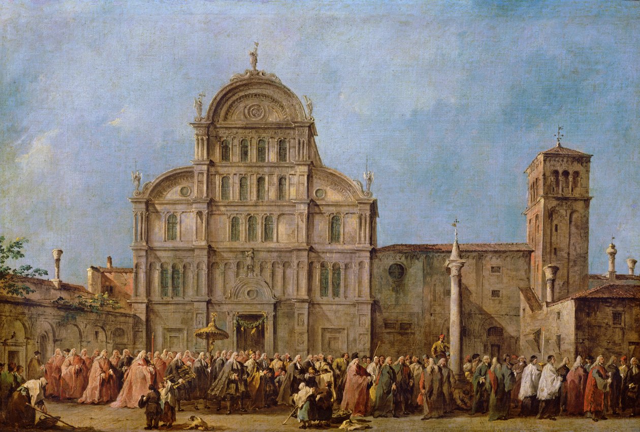 Påskeprosesjon av dogen av Venezia ved San Zaccaria-kirken, ca. 1766-70 av Francesco Guardi