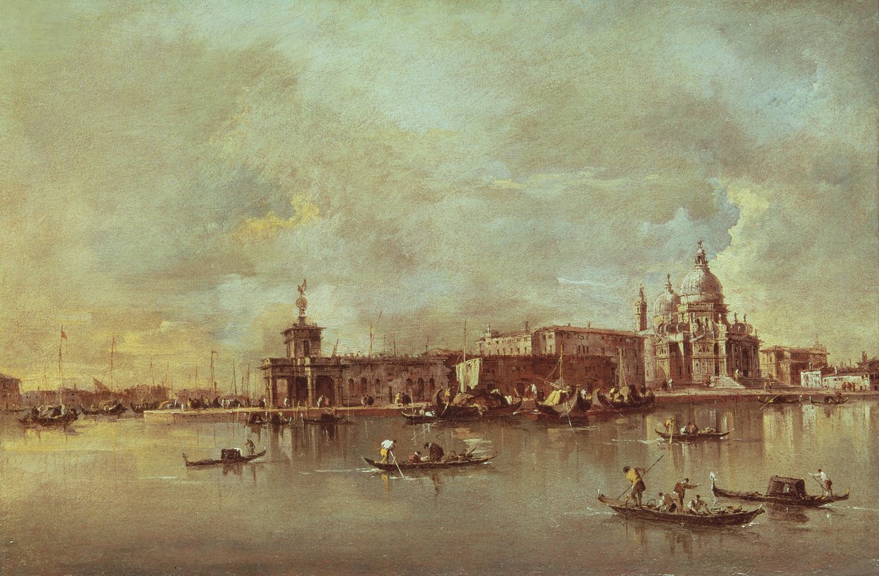 Santa Maria della Salute sett fra munningen av Canal Grande, Venezia av Francesco Guardi