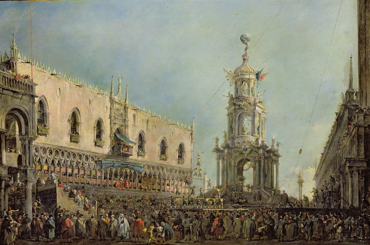 Dogen ser på festivalen for fet torsdag på Piazzetta di San Marco, 1766-70 av Francesco Guardi