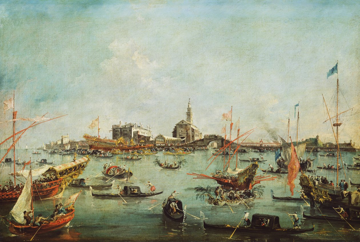 Dogen på Bucentaur foran San Nicolò del Lido, på Kristi himmelfartsdag, ca. 1766-70 av Francesco Guardi