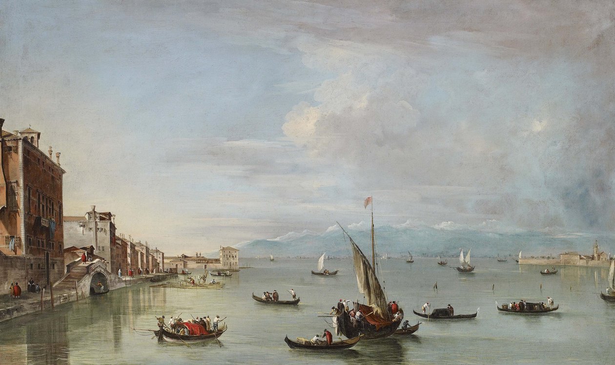 Venezia: Fondamenta Nuove med lagunen og øya San Michele, ca. 1758 av Francesco Guardi