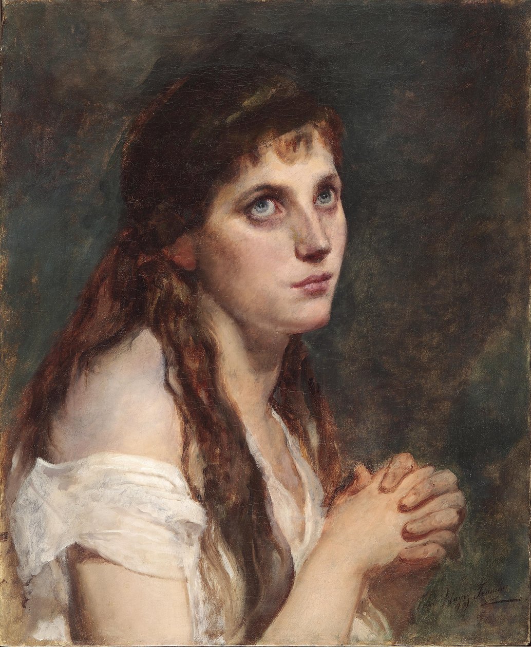 Jente med brettede hender av Francesco Hayez