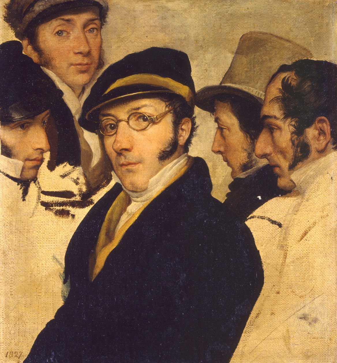 Selvportrett i en vennegjeng av Francesco Hayez