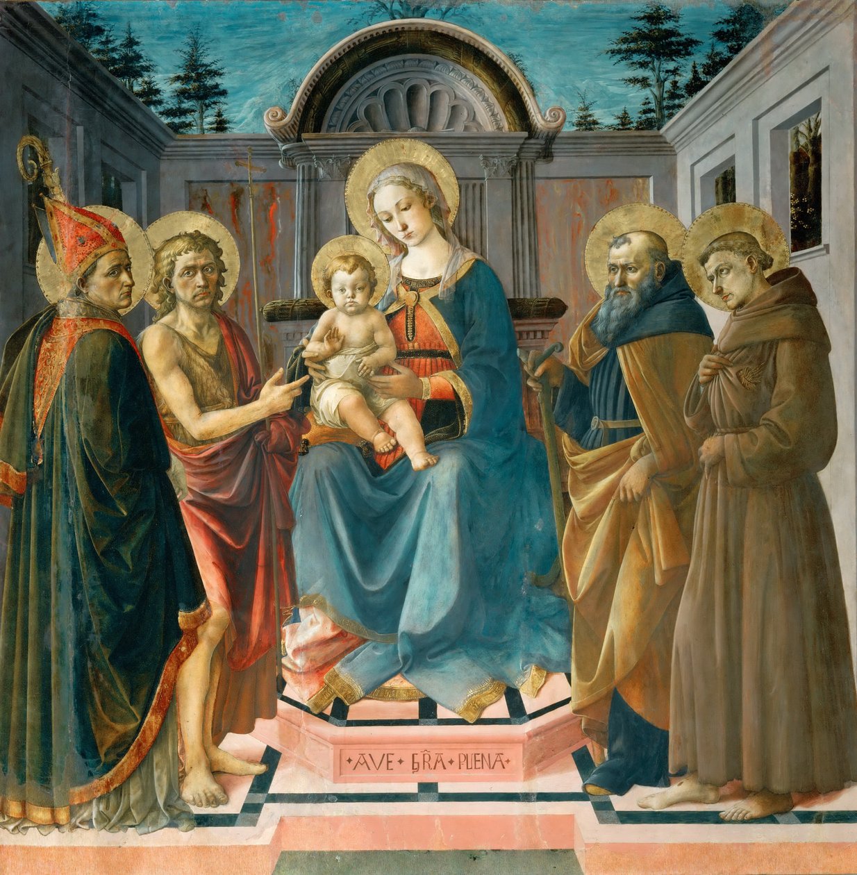 Jomfruen og barnet mellom Saint Zenobe av Francesco Pesellino