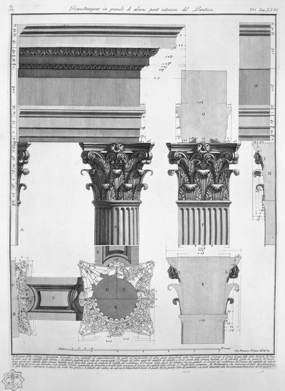Pantheon, topp. Klemme av Francesco Piranesi