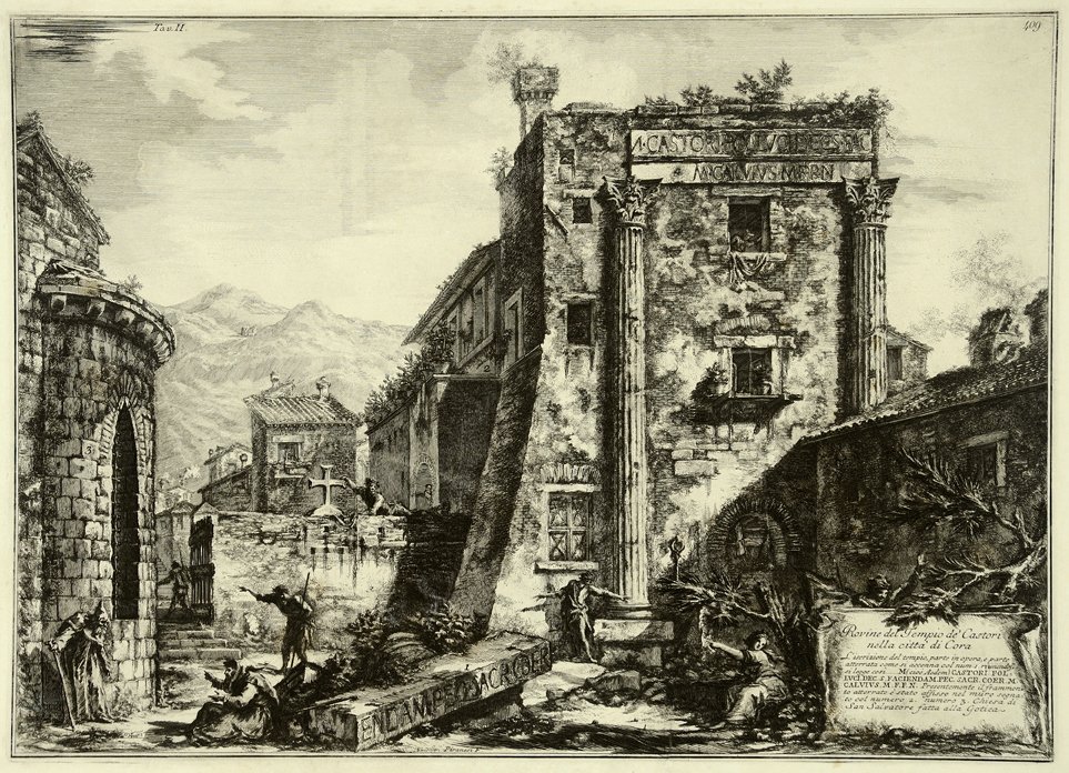 Ruins of the Temple of Castori, fra albumet Antiquities of Cora av Francesco Piranesi
