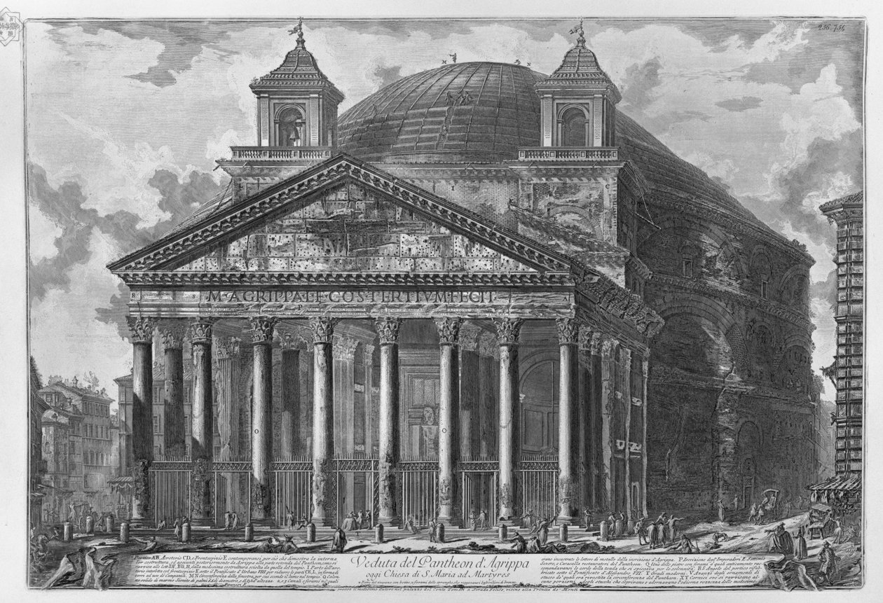 Utsikt over Pantheon of Agrippa i dag Kirke S. Maria ad Martyres av Francesco Piranesi