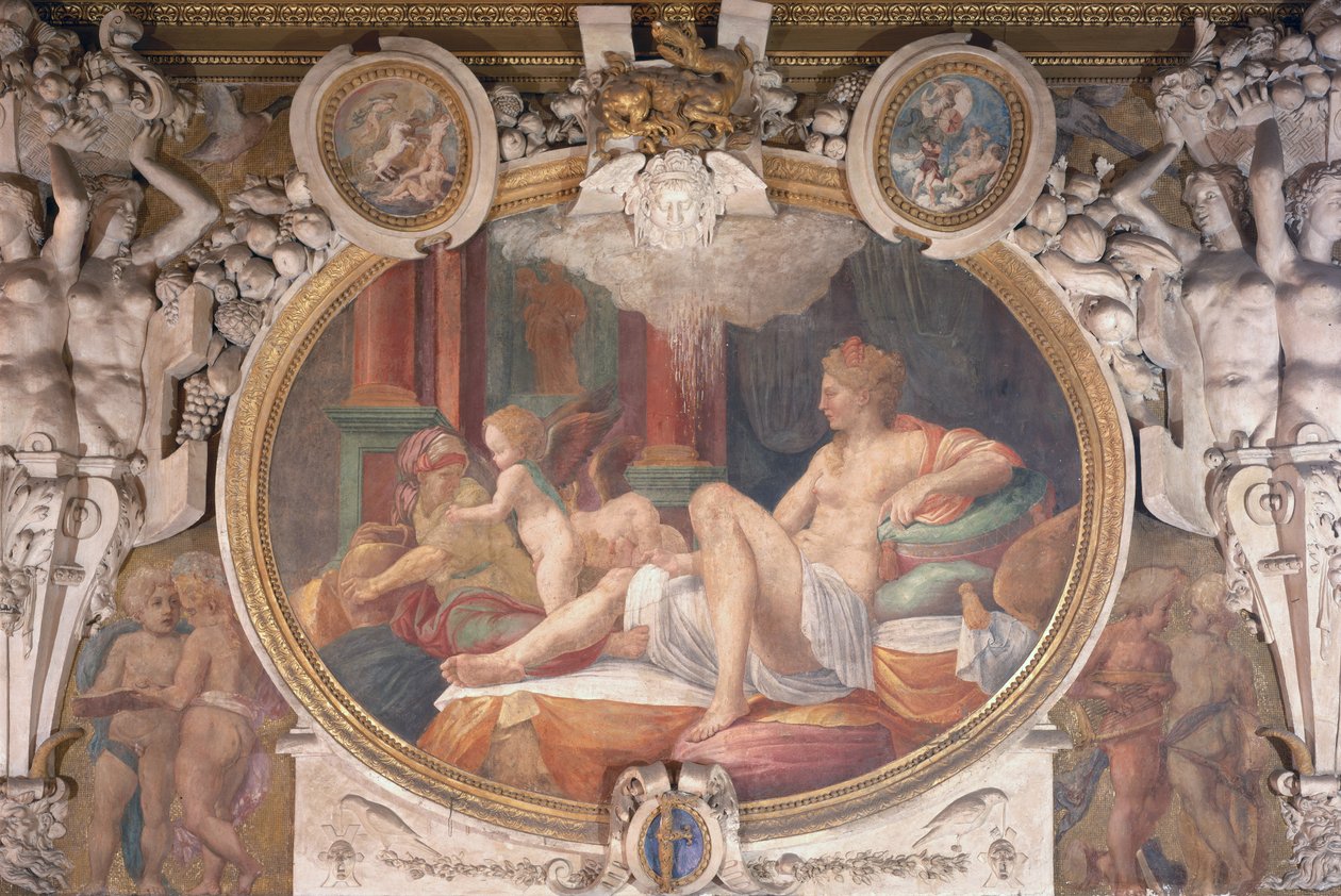 Danae mottar dusjen av gull, fra Galleriet til Francois I, 1535-40 av Francesco Primaticcio