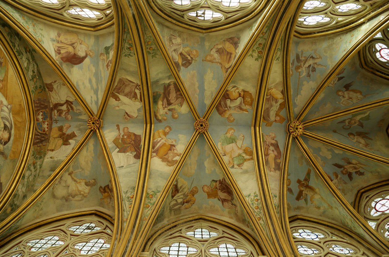 The Vaults of the Rayonnant Chapel of the Abbey med renessansemalerier, 1200-1500-tallet av Francesco Primaticcio