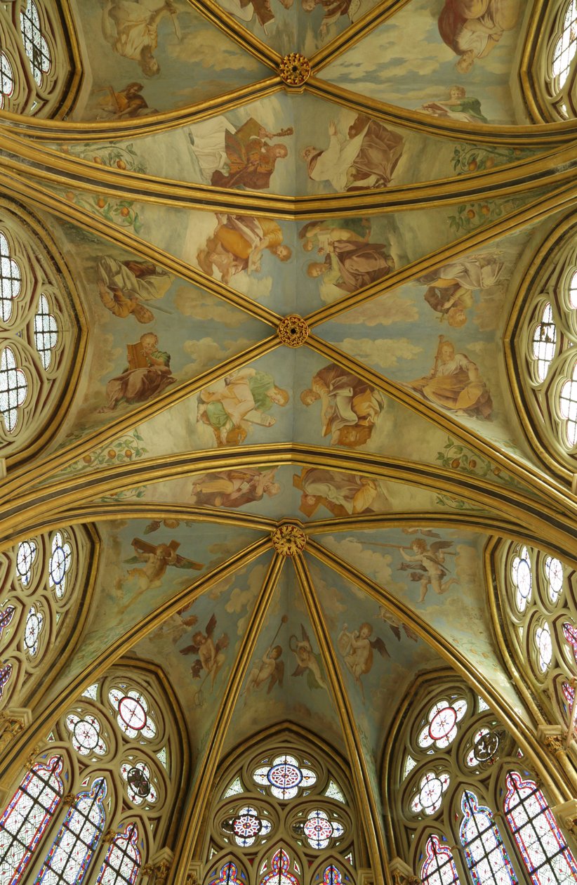 The Vaults of the Rayonnant Chapel of the Abbey med renessansemalerier, 1200-1500-tallet av Francesco Primaticcio