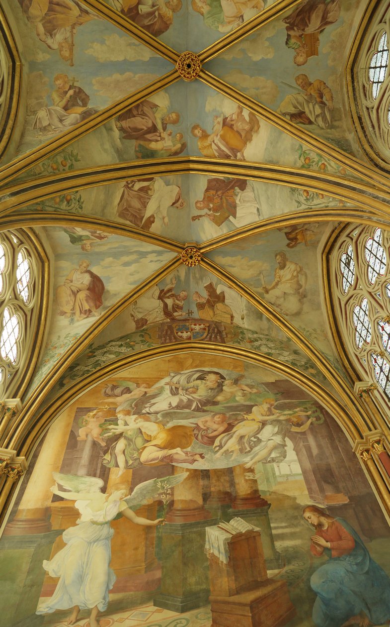 Hvelvene til Rayonnant-kapellet i klosteret med renessansemalerier, 1200-1500-tallet av Francesco Primaticcio