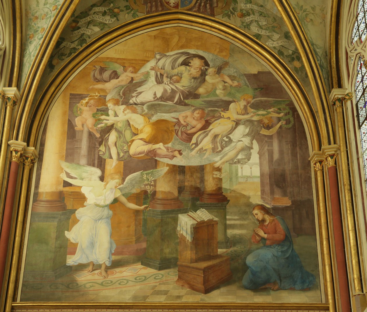 Vestmuren til Rayonnant-kapellet i klosteret med kunngjøringen, 1500-1800-tallet av Francesco Primaticcio