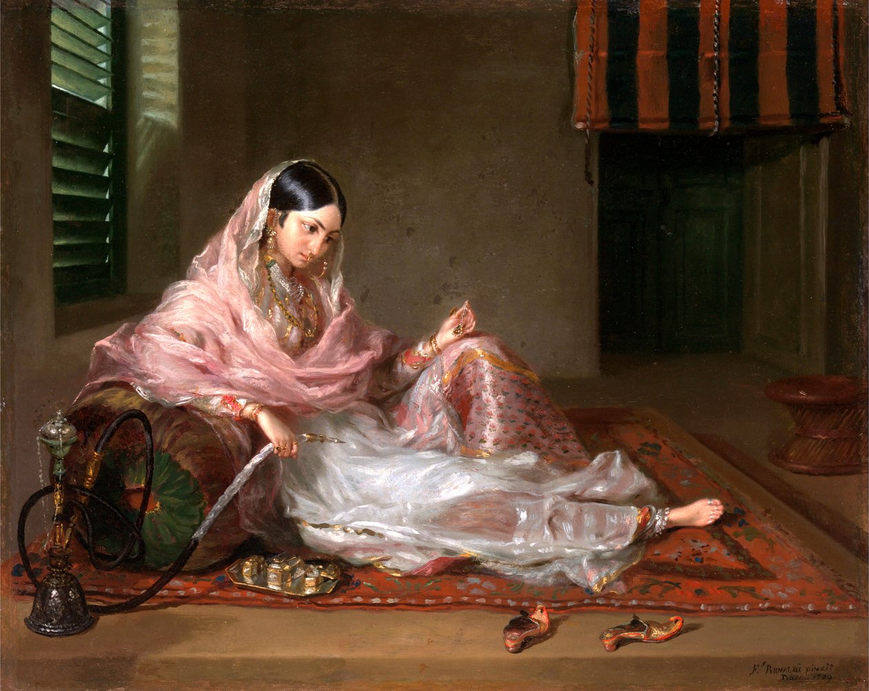 Muslim Lady Reclining eller en indisk jente med en vannpipe av Francesco Renaldi