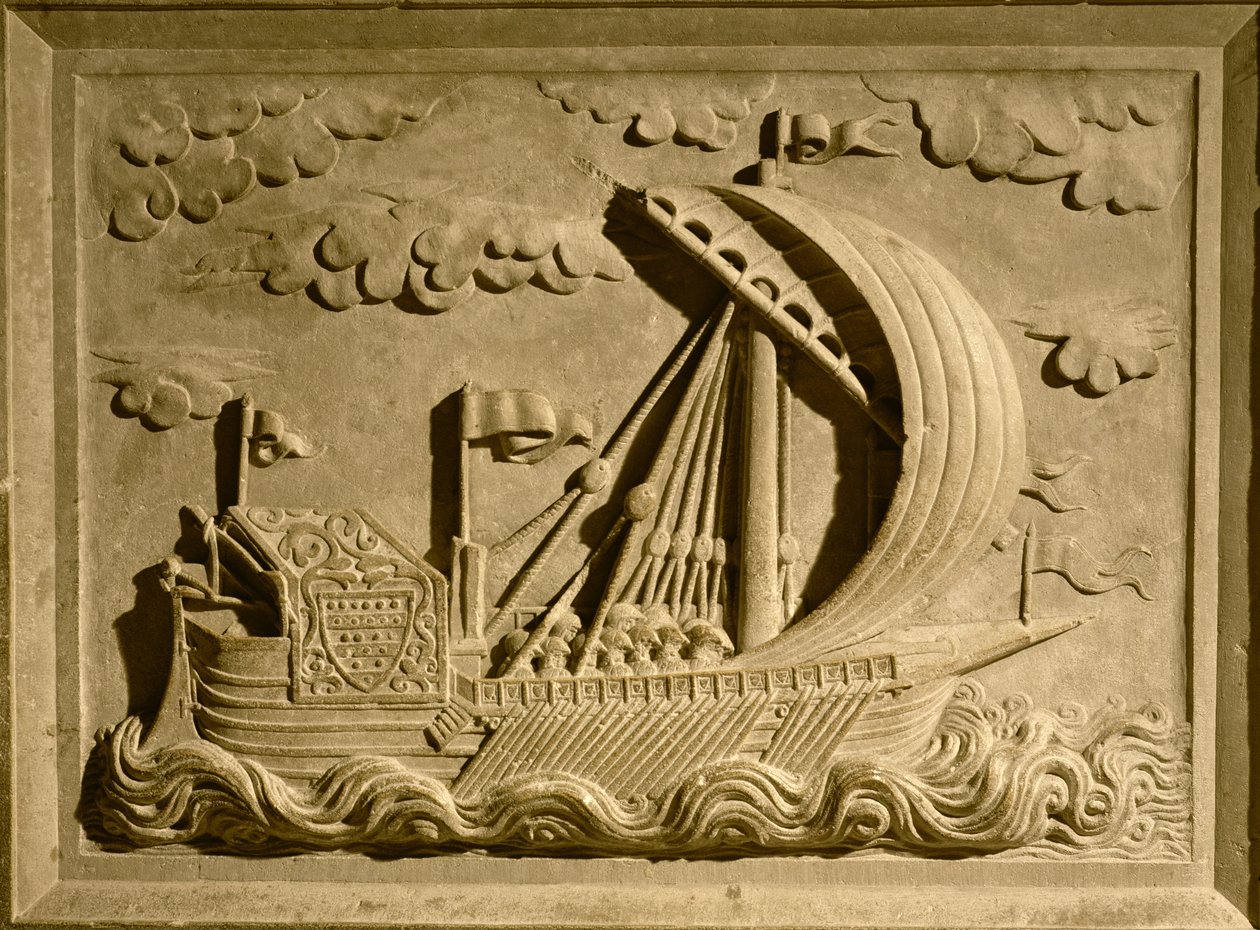 Detalj av et venetiansk krigsskip fra mausoleet til Girolamo Michiel, ca. 1558-59 av Francesco Segala