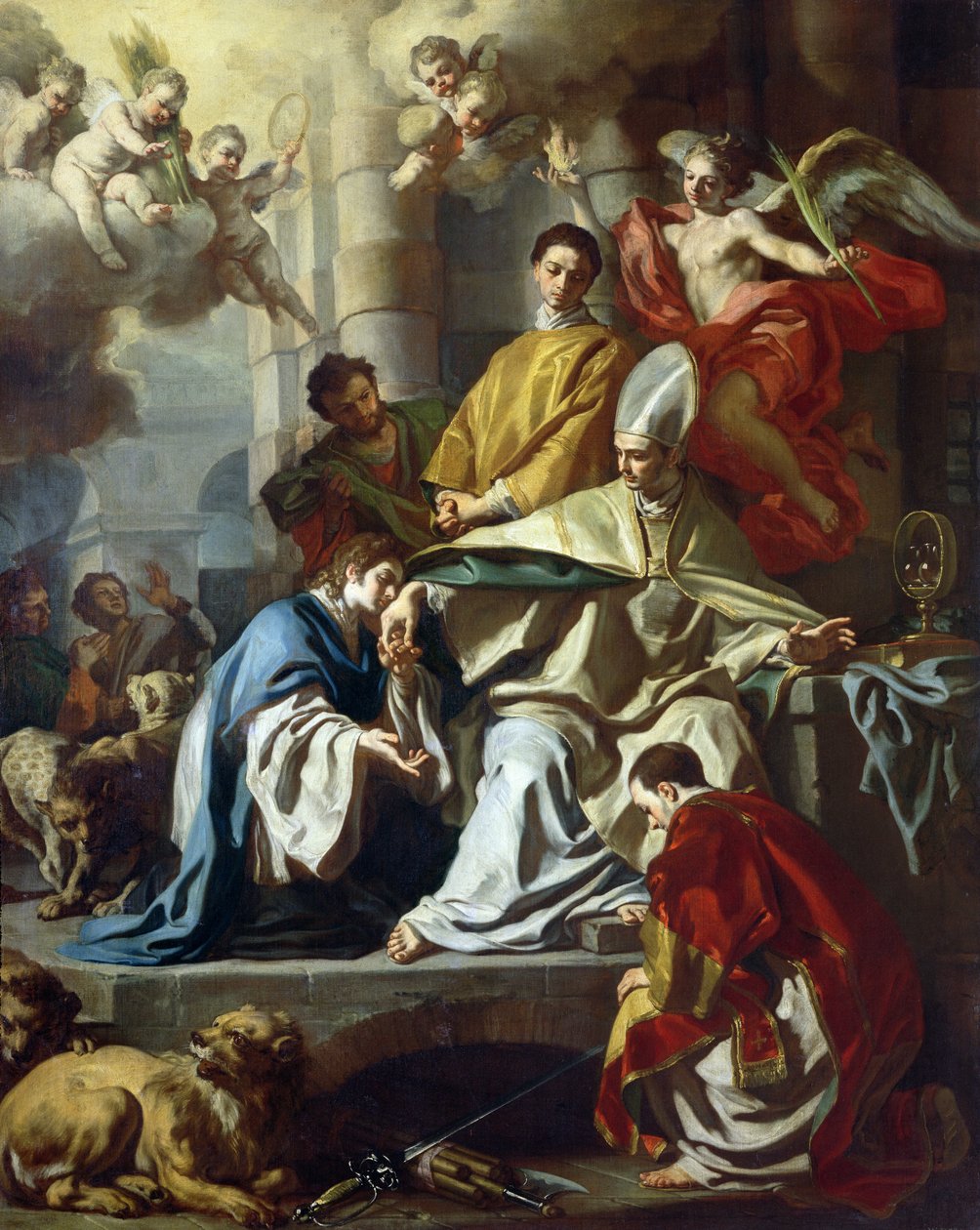St. Januarius besøkt i fengselet av Proculus og Sosius av Francesco Solimena