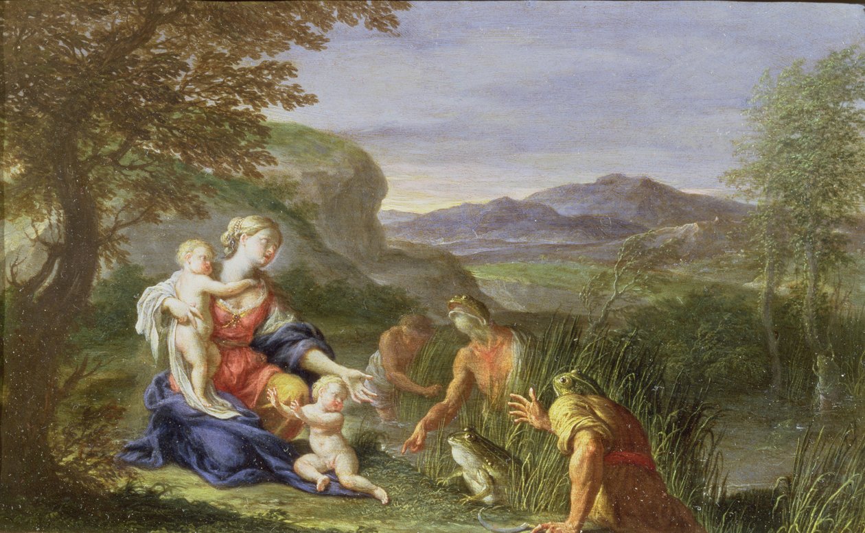 Latona og froskene (olje på kobber) av Francesco Trevisani