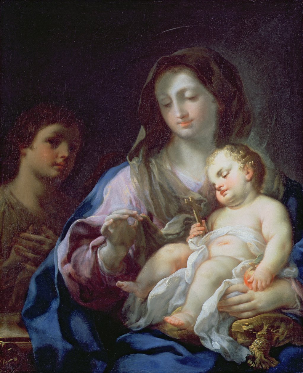 Madonna og barn med døperen Johannes av Francesco Trevisani
