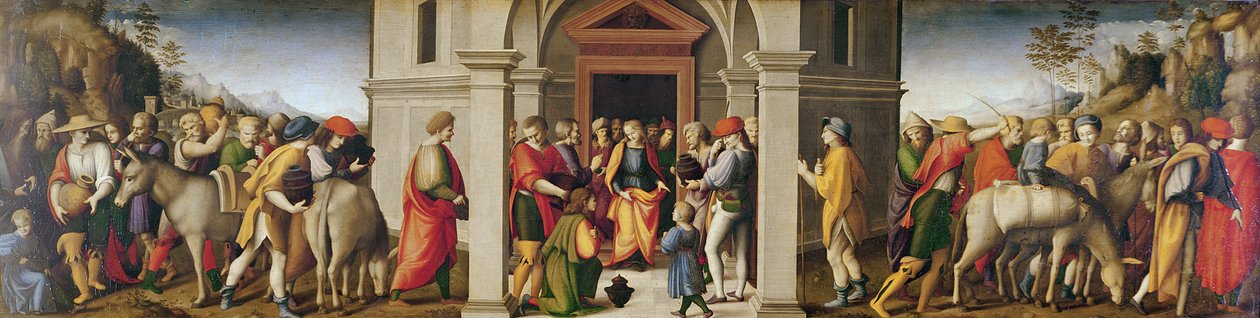 Joseph mottar sine brødre, ca. 1515 (olje på tre) av Francesco Ubertini, Il Bacchiacca