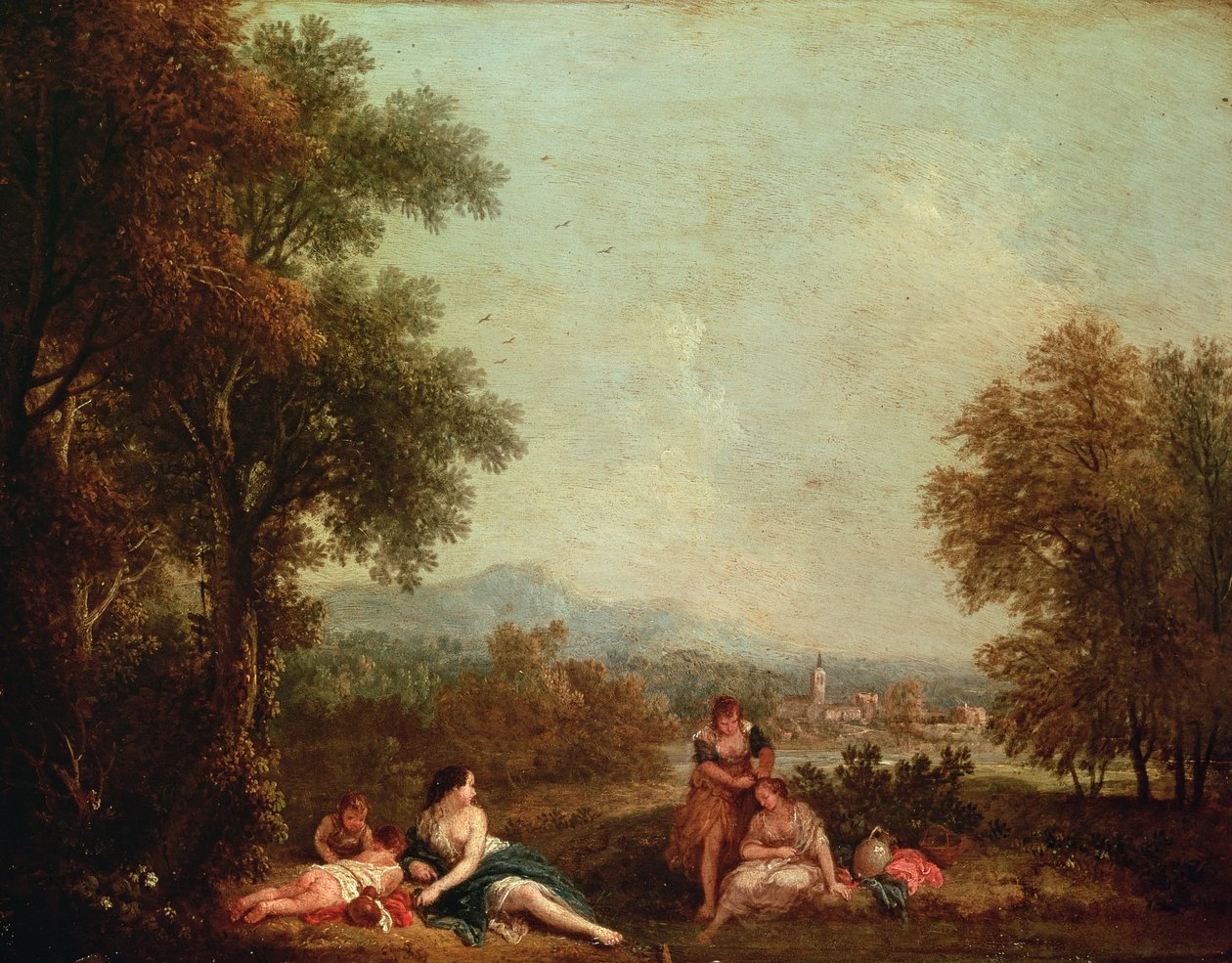 Klassiske figurer i et italiensk landskap av Francesco Zuccarelli