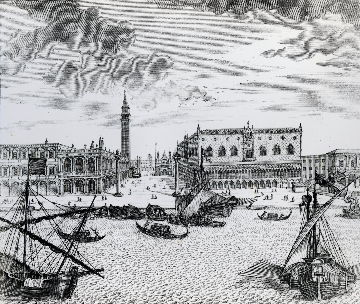 Utsikt over Piazza San Marco fra Bacino, Venezia av Francesco Zucchi