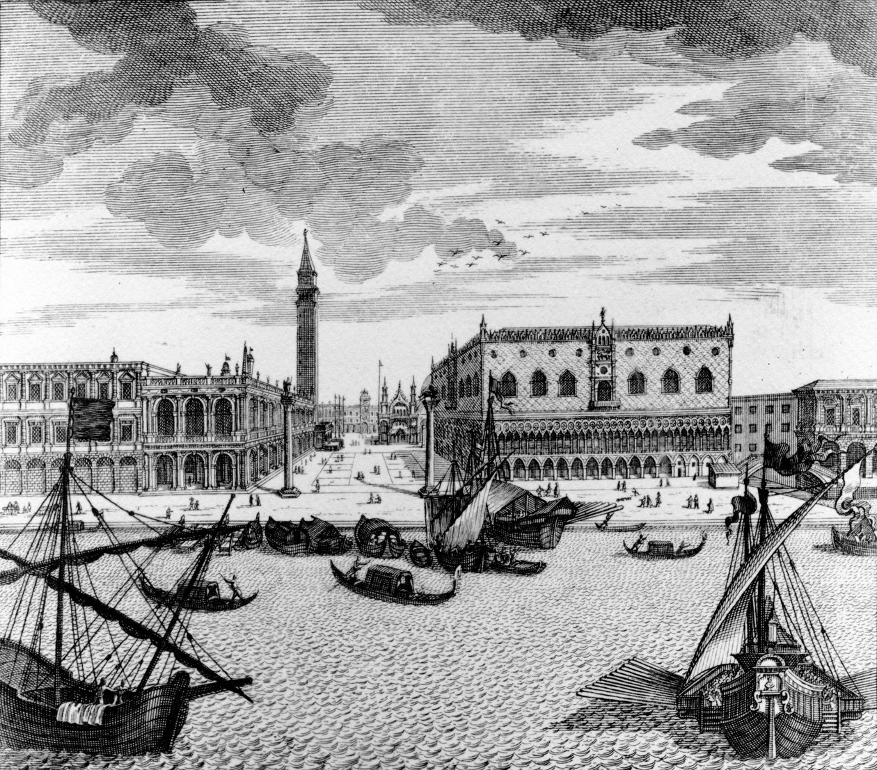 Utsikt over Markusplassen fra lagunen, Venezia av Francesco Zucchi