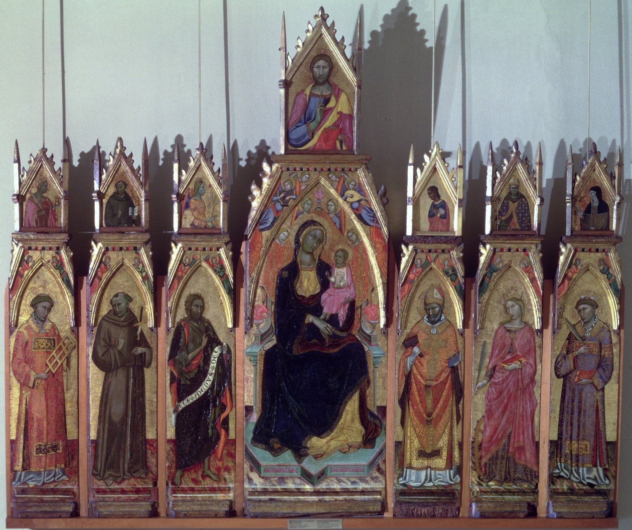 Madonna and Child, Christ and Saints, 1393 (tempera på panel) av Francesco da Ancona