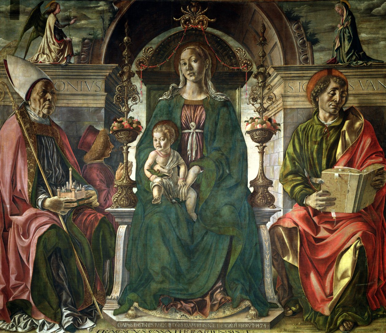 Jomfruen og de hellige, 1474 (olje) av Francesco del Cossa