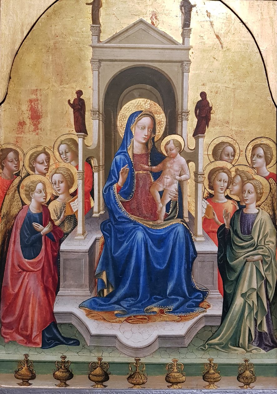 Jomfru og barn på en trone, omgitt av ti engler av Francesco di Antonio di Bartolomeo