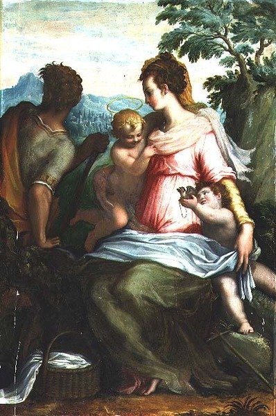 Madonna og barn med døperen Johannes av Francesco Morandini