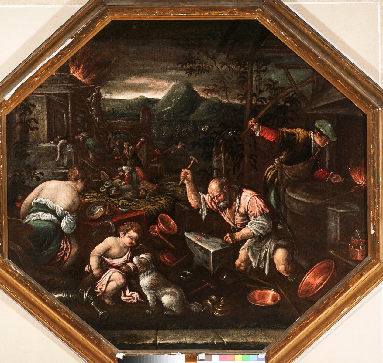 Allegori om ild Maleri av Francesco da Ponte dit Francesco Bassano (1549-1592) Gener, Strada Nuova-museene av Francesco Bassano