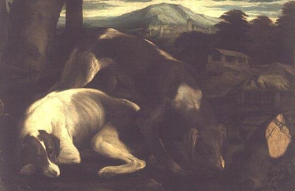 To jakthunder, ca. 1555 av Francesco Bassano