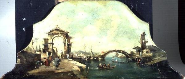 Capriccio venetiansk havneutsikt av Francesco (after) Guardi
