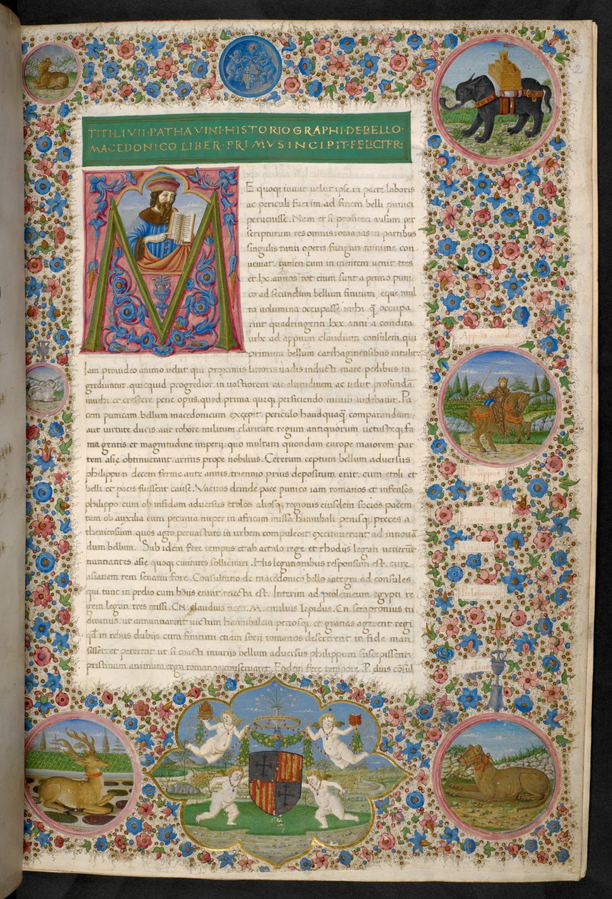 Initial M, med et portrett av Livy, fra Livys 