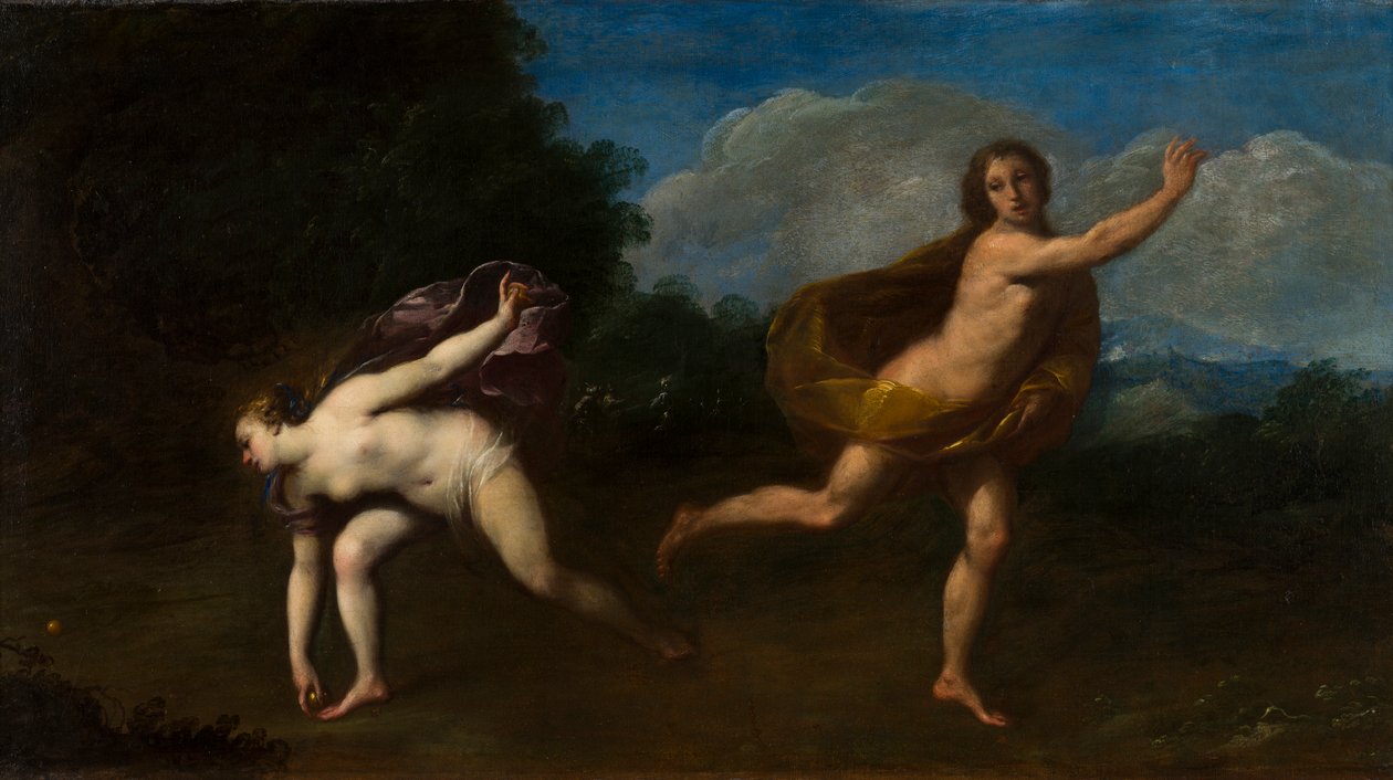 Hippomenes og Atalanta i et landskap, ca. 1598-1660 (olje på lerret) av Francesco (attr. to) Albani