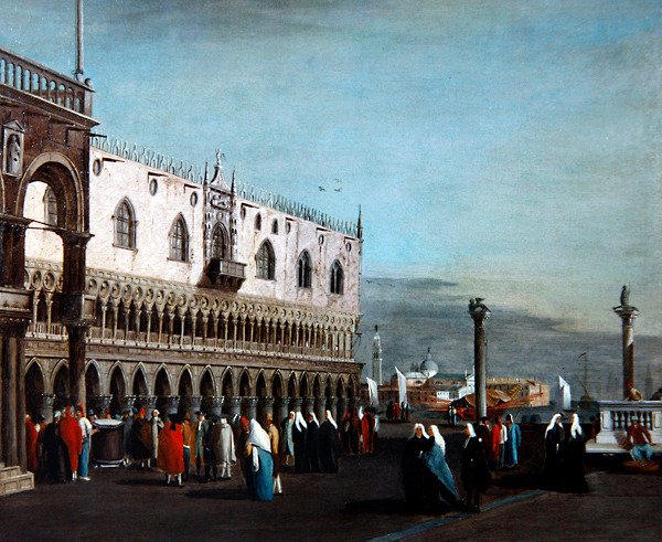 En utsikt over Venezia (olje på lerret) av Francesco (circle of) Guardi
