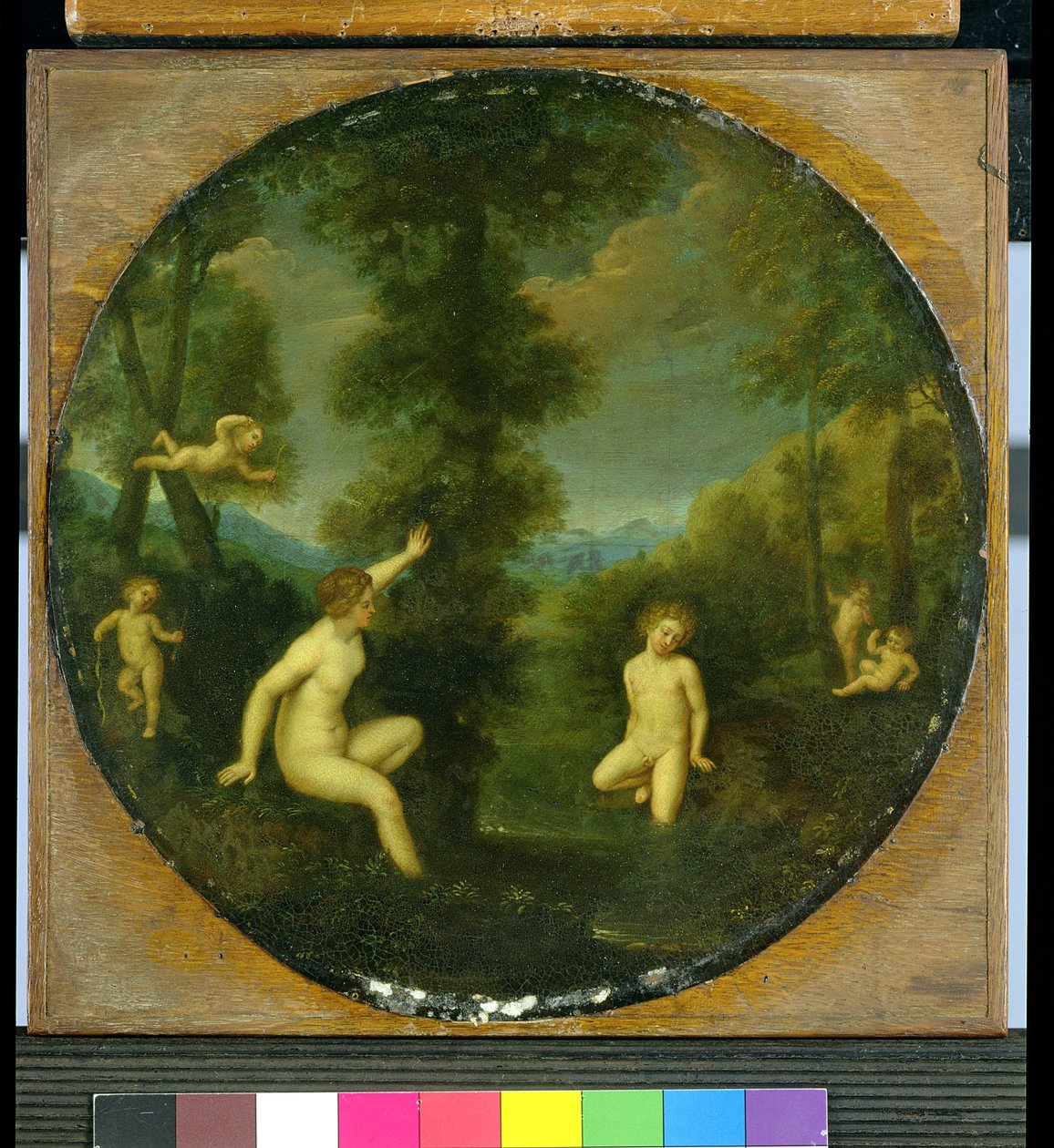 Nymfen Salmacis og Hermafroditten (olje på kobber) av Francesco (studio of) Albani