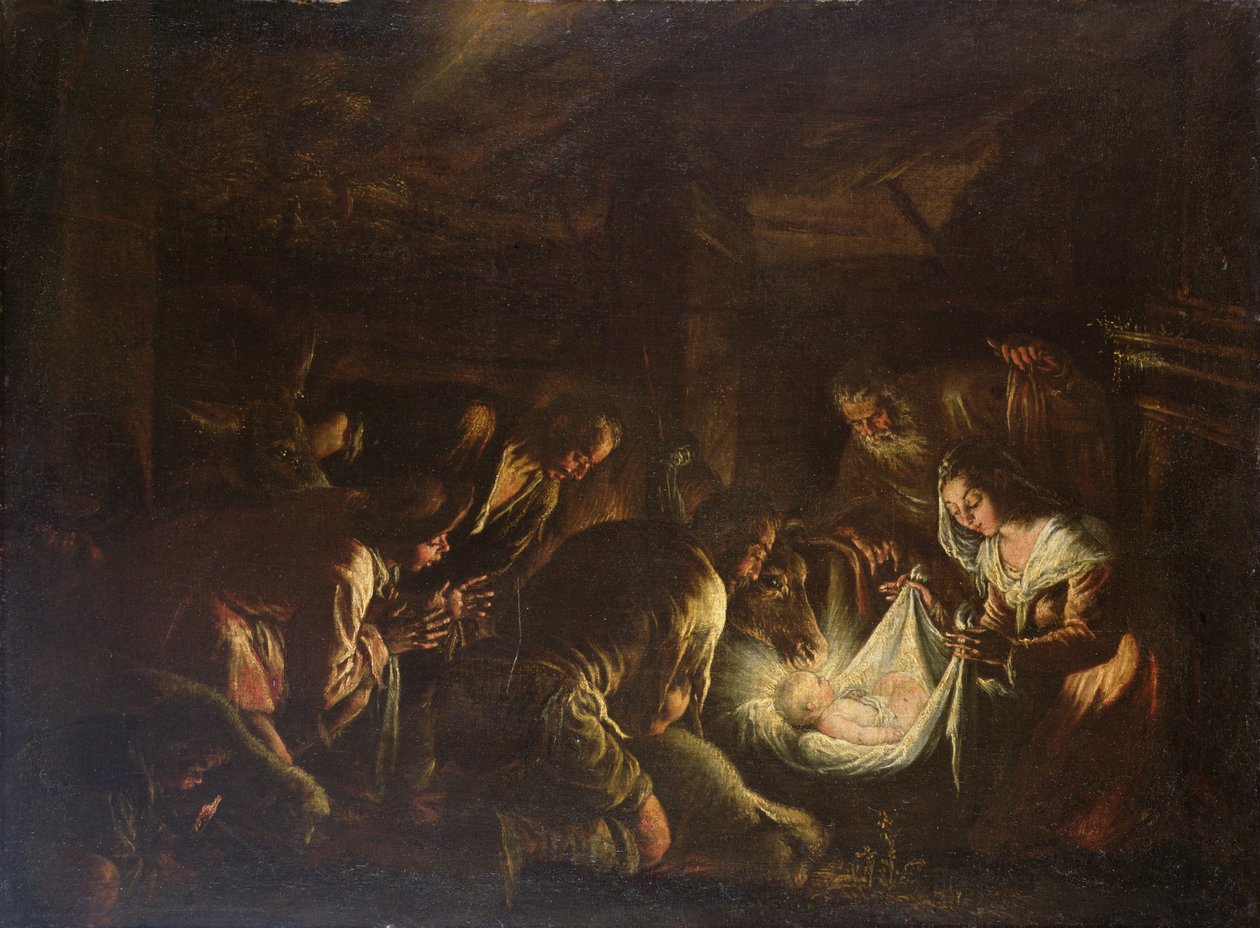 Tilbedelse av hyrdene, 1588-90 av Francesco Bassano