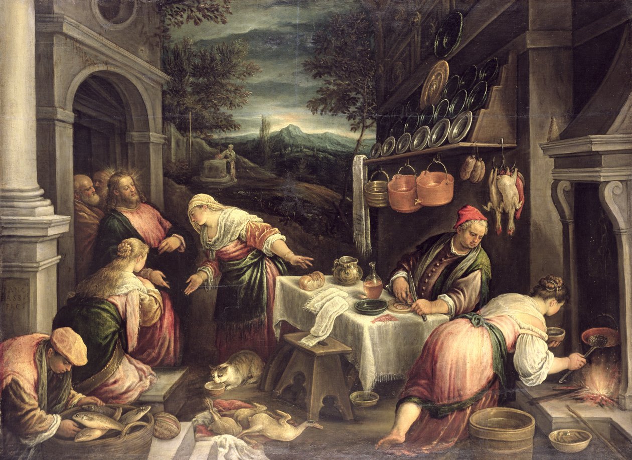 Jesus med Maria og Marta, av Francesco Bassano